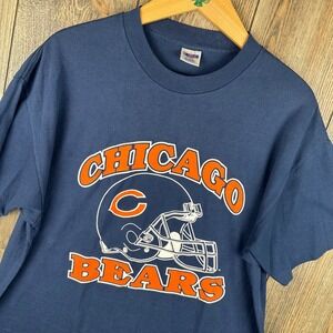 NFL Chicago Bears Vintage T-Shirt Trench Navy Blue 90s Single Stitch Graphic XL